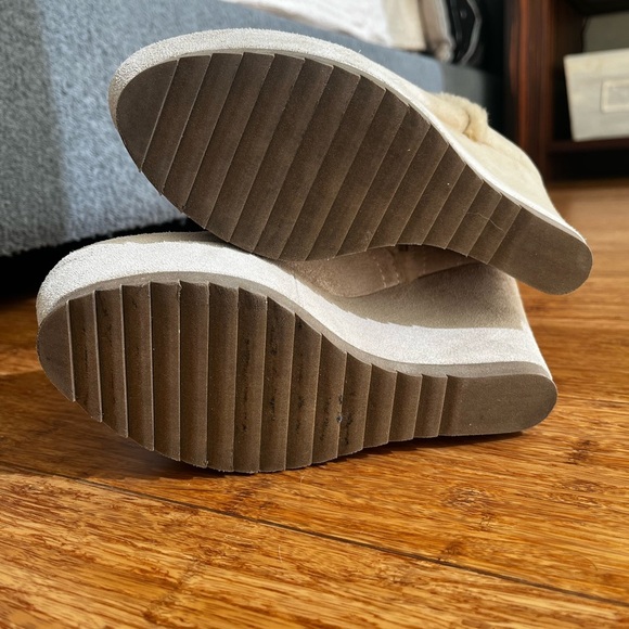 Cream Suede Wedge Boot - Picture 4 of 4